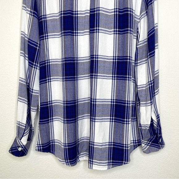 Rails plaid cobalt white button up long sleeve shirt top medium - Picture 6 of 10